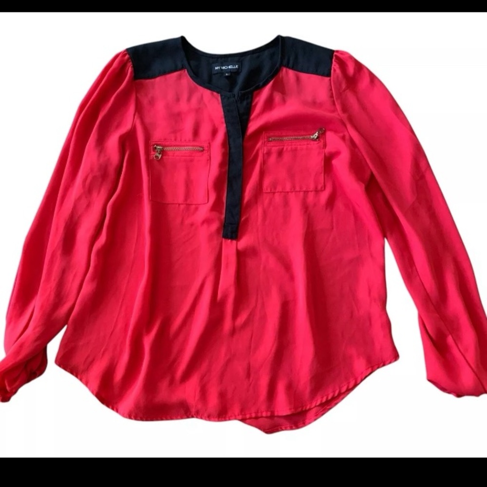 My Michelle red and black blouse long sleeve size L